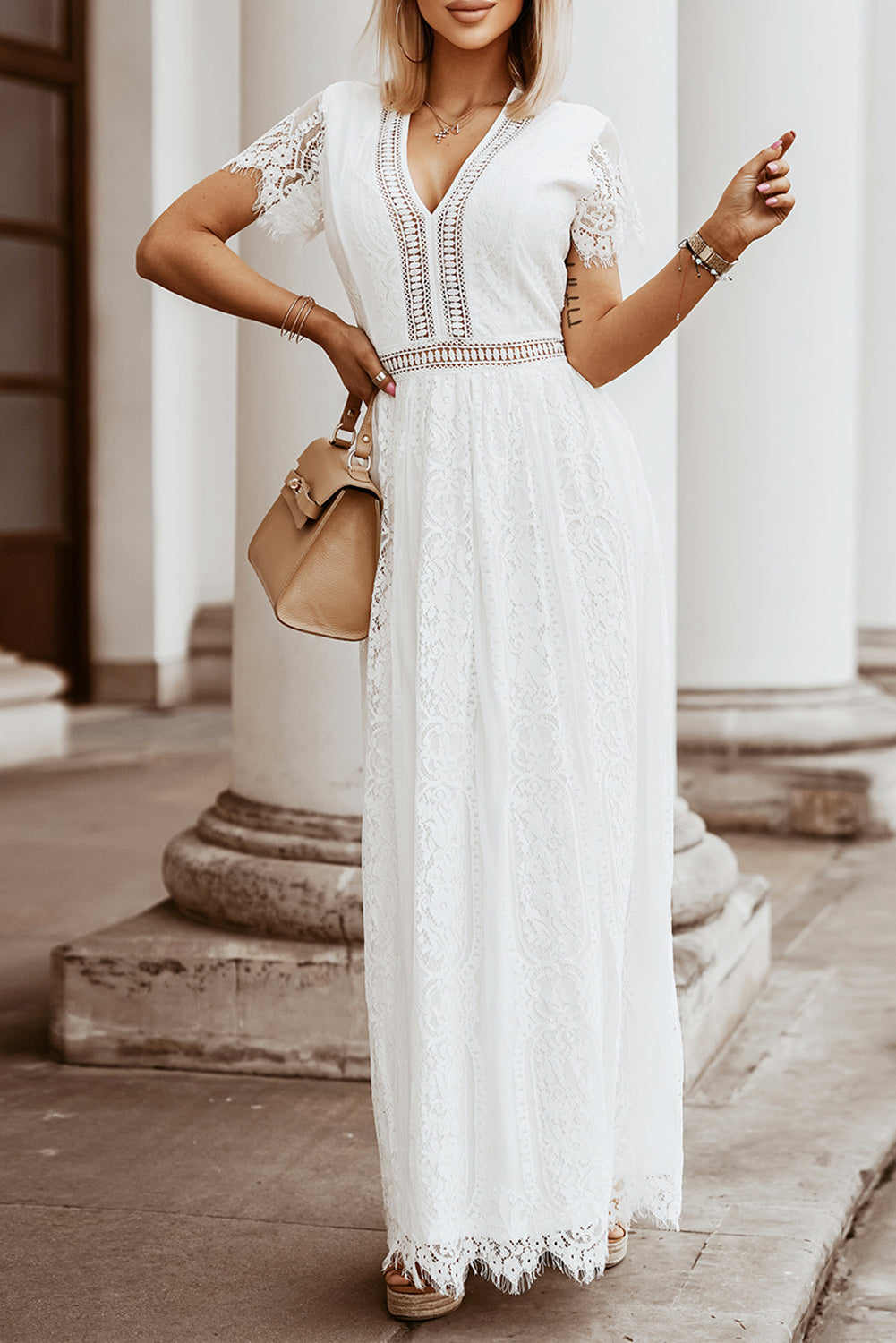 Camerine Boho Chic Lace Maxi Dress Bohemia